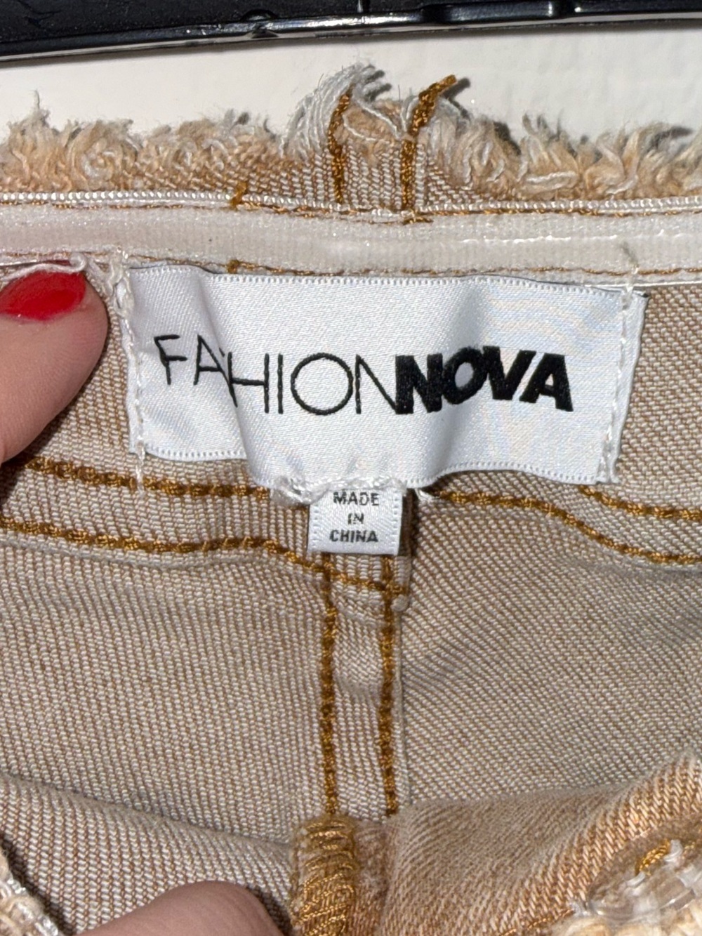 Fashion Nova Tan High Rise Flare Jeans Raw Hem Size 18 Plus Boho - Picture 6 of 7
